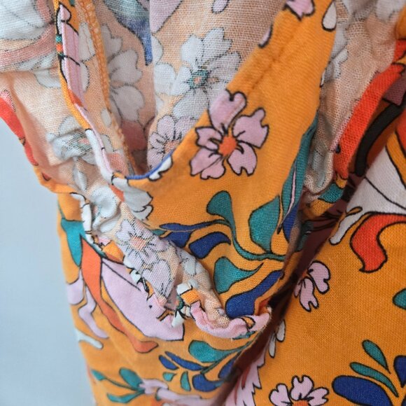 Marc New York Orange Boho V-Neck Linen/Viscose Sleeveless Blouse Size Large - Picture 8 of 11